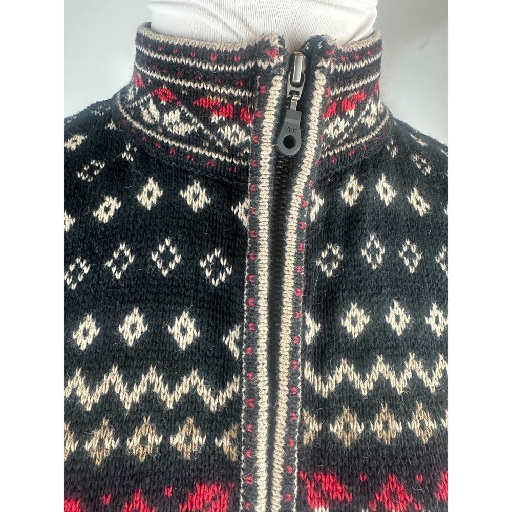 Nomadic Traders Full Zip Cardigan Sweater Red White Black Ramie Cotton Medium - Picture 6 of 16